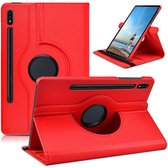 Tablethoes Geschikt voor: Samsung Galaxy Tab S8 Plus 2022 / S7+/ S7 Plus / Tab S7 FE 5G 12.4 inch 2020 Draaibaar Hoesje - rood