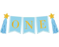 High chair banner - First birthday boy