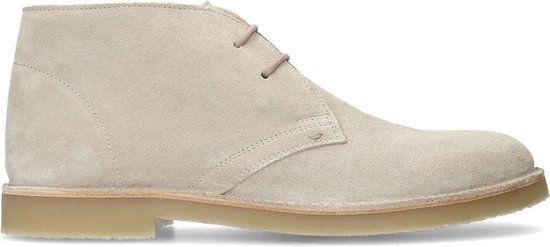 Manfield - Heren - Beige suède veterboots - Maat 44