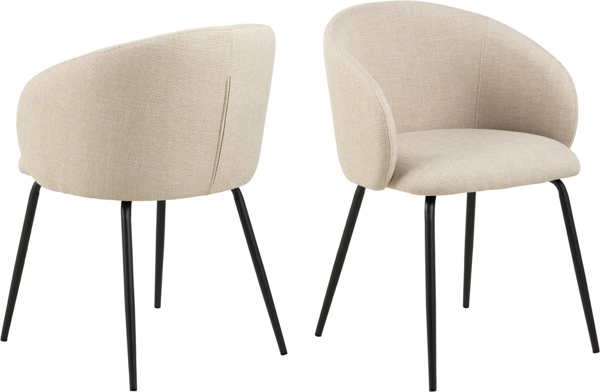 Giga Living Eetkamerstoel Skive - Beige Stof - Zithoogte 48cm - Set van 2