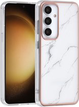 Multimedia & Accessoires Siliconen Marmer Harde Back Cover Case Hoesje geschikt voor Samsung Galaxy S24 – TPU – Harde Plastic – Rosegoud
