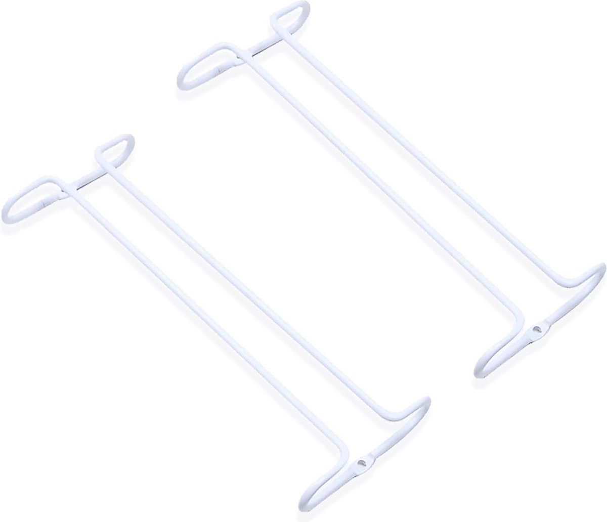 Zwarte wijnglashouder, glazenhouder, hangend te gebruiken in de bar, wijnkast, keuken, 25 x 9 x 3 cm, 2 stuks (wit)
