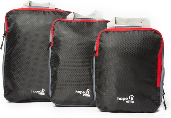 Lot De 3 Cubes De Compression Pour Valise - Sacs étanches Organisateurs De Voyage - Noir - MUCHER
