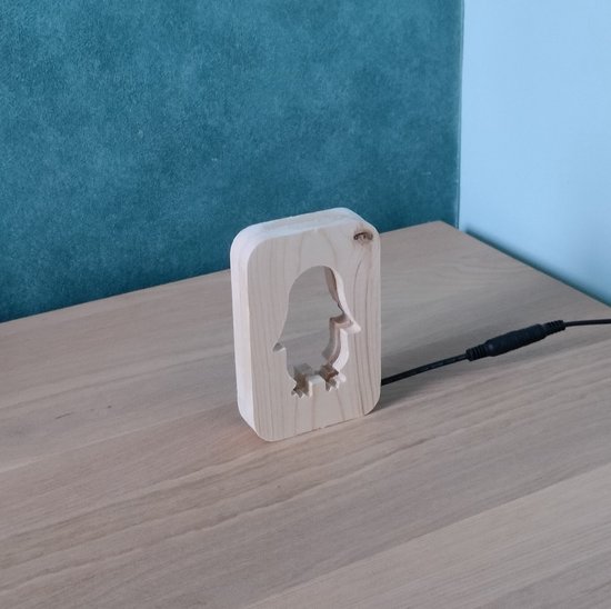 Home Decor - Houten Pinguïn Nachtlamp - LED van Gegarandeerd. — afbeelding 3