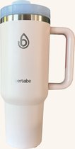 Bertabe® Thermosbeker - Drinkfles - 1.2 liter - Met Rietje - Warme en Koude dranken - Past in Bekerhouder - Rose Quartz