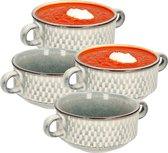 Cosy & Trendy Kommetjes/soepkommen voor dessert/ontbijt - 8x - Keramiek - D11 x 6 cm - grijs/groen print
