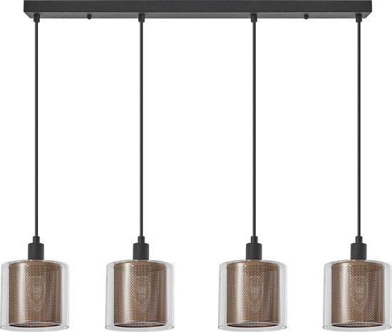 Lampe suspendue pour salle à manger, chambre à coucher, salon - Série Glass - Métal - 4xE14 - lumière sans source lumineuse - Kuiper