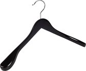 De Kledinghanger Gigant - 12 x Mantelhanger / kostuumhanger lotushout zwart gelakt met schouderverbreding, 44 cm
