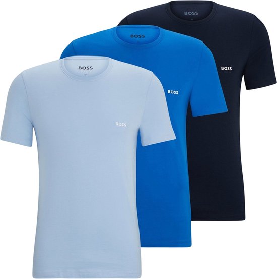 Hugo Boss BOSS 3P Chemises à col rond logo classique bleu - S