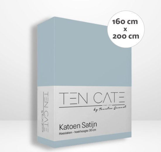 Drap-housse Ten Cate 100% Coton Satin - 160x200 - Bleu Clair