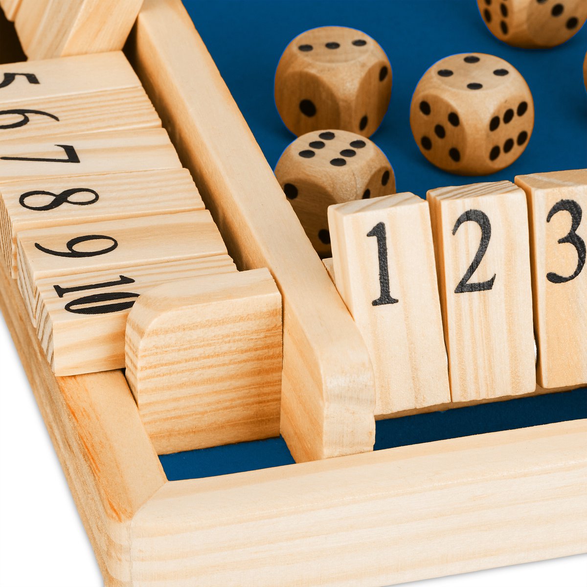 Shut the Box Bordspel voor 2-4 spelers, houten bordspel met 2 dobbelstenen, in doos, reisspeelgoed, wiskundespellen voor volwassenen en kinderen, familieklasse of bar gebruiksvoorwerpen