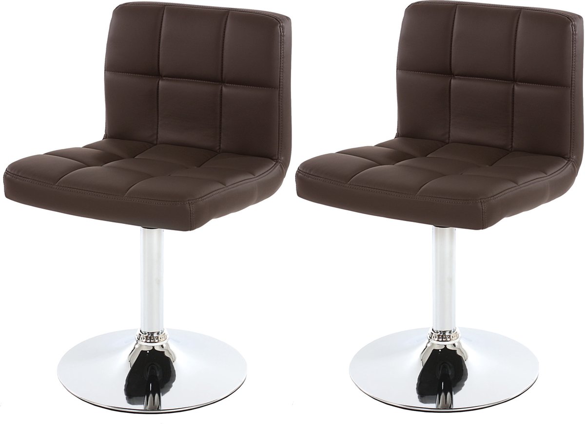 Cosmo Casa 2-delige set eetkamerstoelen- Draaistoelen- Stoelen Kavala kunstleer chroom - Bruin