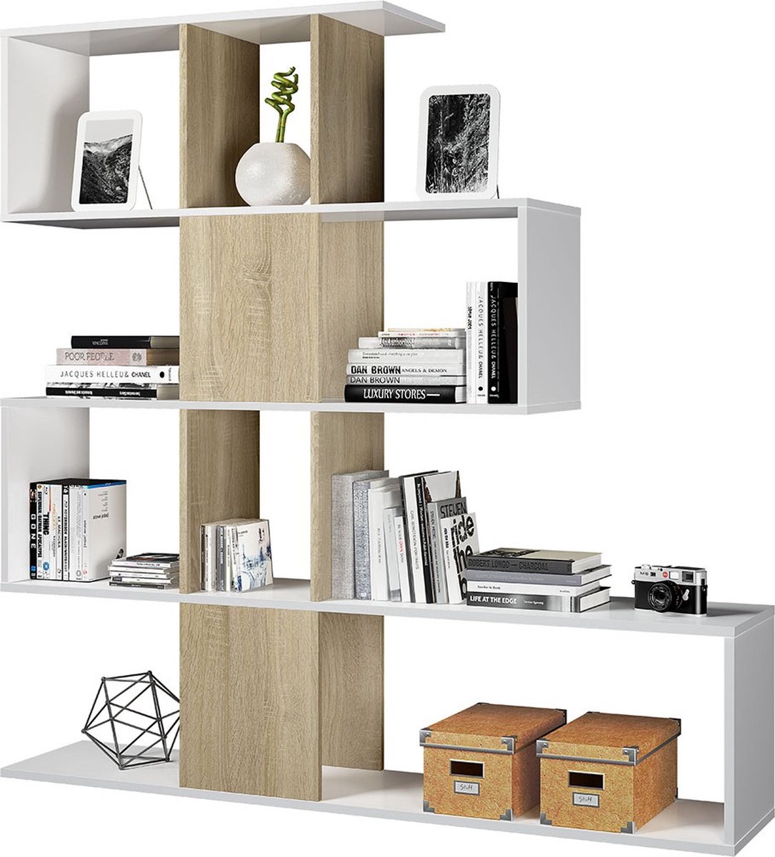 CALICOSY - Libreria con 4 livelli e 11 scomparti di archiviazione - H145 cm - Zigzag
