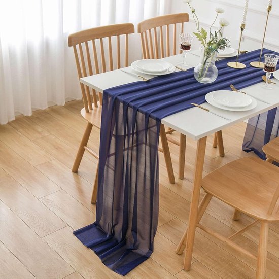Bouiexye Chiffon Tafelloper, 75 x 300 cm, natuurlijke dunne tafeldecoratie voor bruiloftstafel, verjaardagsdecoratie, boho, rustiek, bruidsfeest, elegante tafeldecoratie (groen