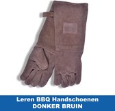 Leren Handschoenen - Donker Bruin - 45 x 18 cm - Barbecue Handschoenen BBQ Accessoires