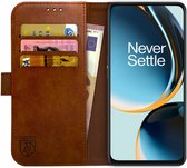 Rosso Element Book Case Wallet Hoesje Geschikt voor OnePlus Nord CE 3 Lite | Portemonnee | 3 Pasjes | Magneetsluiting | Stand Functie | Bruin