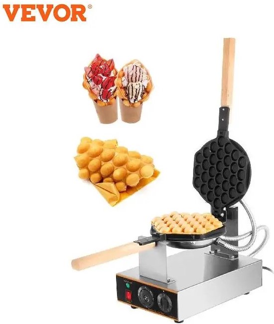 Elektrische Wafelijzer Machine - Wafelmaker - Poffertjespan - Poffertjesmaker - Bubble Wafelijzer – Roestvrijstaal - Wafel Bakken Machine - 1400W – 6 KG