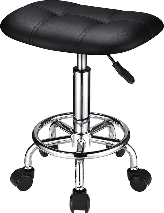 OUTMASTER Rolkruk, in hoogte verstelbaar, met wielen, 50-62 cm, tot 180 kg belastbare werkkruk, 360 graden draaibare kruk, kruk voor salon en spa, van leren kruk (blauw OUTMASTER Rolkruk, in hoogte verstelbaar, met wielen, 50-62 cm, tot 180 kg belastbare werkkruk, 360 graden draaibare kruk, kruk voor salon en spa, van leren kruk (blauw