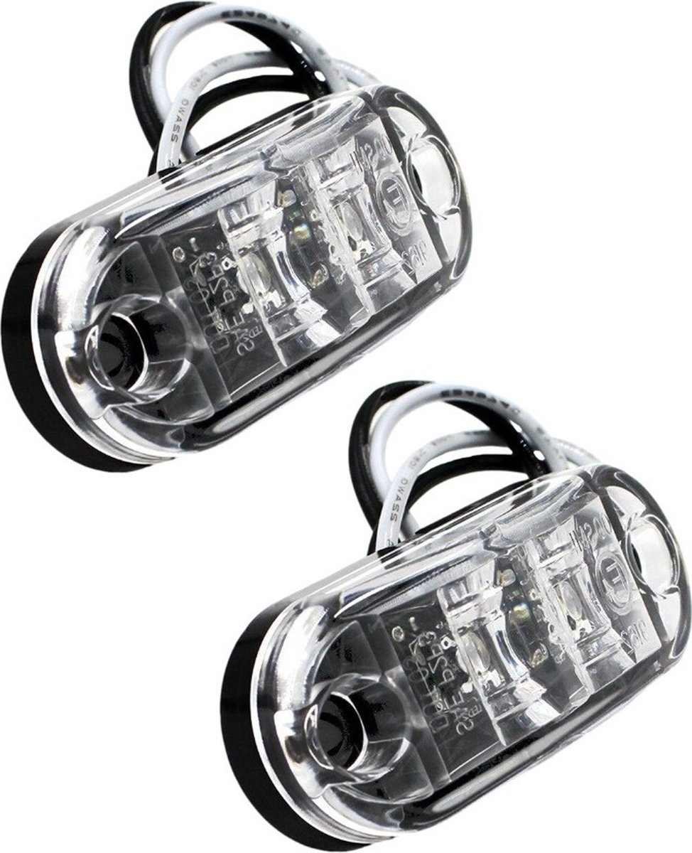 VCTparts® led Zijmarkeringslichten Waarschuwing Signaal - Wit (set) [Markeringslicht - Gevarenlicht - Voorlicht - Richtingaanwijzer]