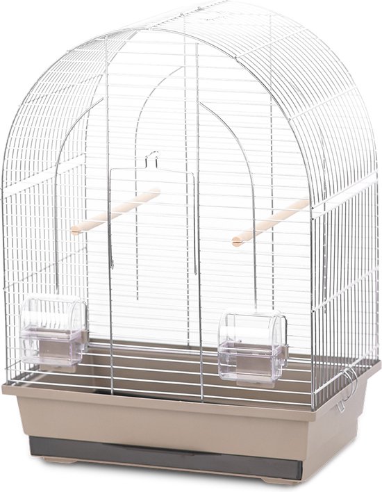 Vogelkooi Duvo Natural Lusi 1 – Mokka/Chroom Binnenkooi voor Parkieten en Kanaries