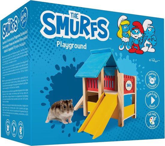 Knaagdierenhuisje - De smurfen speeltuin - Afmetingen: 25x20x21cm - Duvo