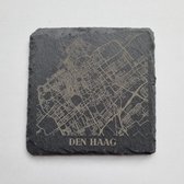 Onderzetters Den Haag, leisteen 10x10cm. Set van 6 stuks.