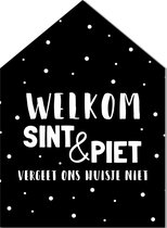 Label2X - Sinthuisje Welkom - Forex - 40 cm - met Houder - Sinterklaas decoratie - Sinterklaas versiering