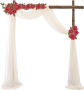 1 paneel bruiloftsboog gordijn 600 x 75 cm, bruiloftsboog stof Lvory trouwboog bruiloft stof, decoratieve gordijnen voor feest, ceremonie, podium receptie achtergrond