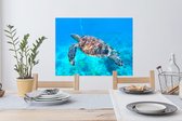 Muurstickers - Sticker Folie - Schildpad - Zee - Blauw - 80x60 cm - Plakfolie - Muurstickers Kinderkamer - Zelfklevend Behang - Zelfklevend behangpapier - Stickerfolie