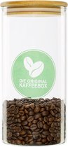 koffiebox met bamboedeksel, koffieblik van glas met siliconen ring, luchtdichte koffievoorraaddoos voor koffiebonen en gemalen koffie, koffiepot