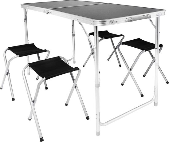 In hoogte verstelbare aluminium campingtafel, 100 x 60 cm, verstelbaar