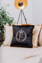Embroidered pillow / personalised pillow / monogram pillow / decorative cushion 40x 40 black velvet letter F
