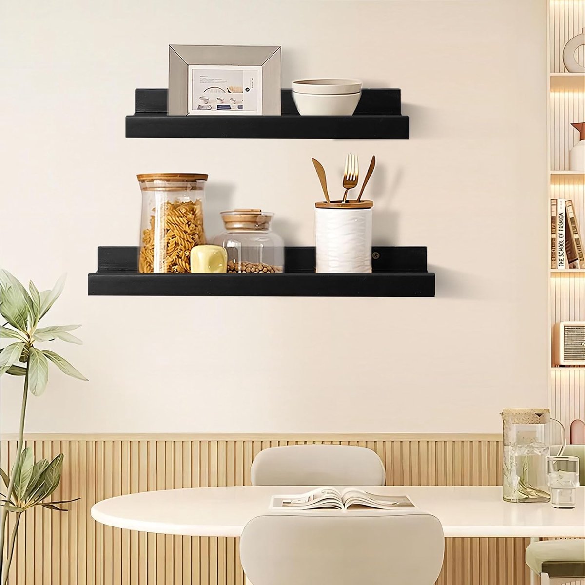 Wandrek,77cm zwevende plank, plank met voor fotolijsten en decoraties, voor woonkamer, werkkamer, badkamer, keuken, zwart