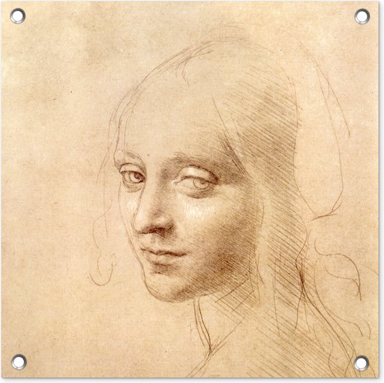 Tuinposters Schets - Leonardo da Vinci - 50x50 cm - Tuindoek - Buitenposter