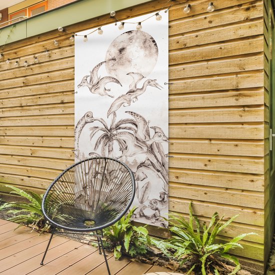 Affiche de clôture Dino - Enfants - Jungle - Plantes - Kids - 100x200 cm - Toile de jardin