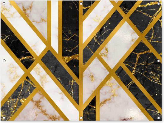 Poster de jardin Marbre - Or - Luxe - 120x90 cm