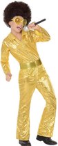 Goudkleurige lovertjes disco outfit voor jongens