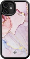 Casimoda® hoesje - Geschikt voor iPhone 11 - Marmer roze paars - Effen telefoonhoesje met lensbescherming - TPU - Backcover - Paars