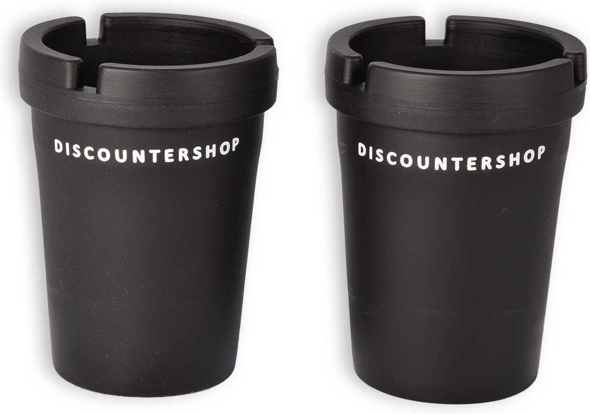 Handige Auto Asbakken voor Bekerhouder | 2 Stuks Asbak met Deksel | Zwart | Kunststof Materiaal | 8cm Breed | 11cm Hoog | Ideaal voor Binnenkant van de Auto