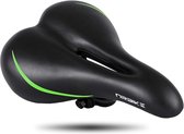 Comfortabel fietszadel voor mountainbike, racefiets, stadsfiets, wielrennen, breed zadel voor heren en vrouwen, zwart/groen