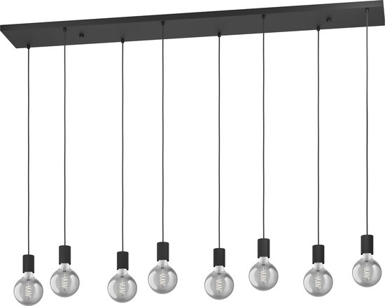 Lampe à suspension EGLO Nogalte / 8 lumières - E27 - 160 cm - Rectangulaire - Zwart