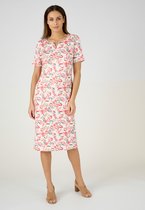 Damart - Gebloemde jurk in gewafeld stretchtricot - Vrouwen - Roze - 46