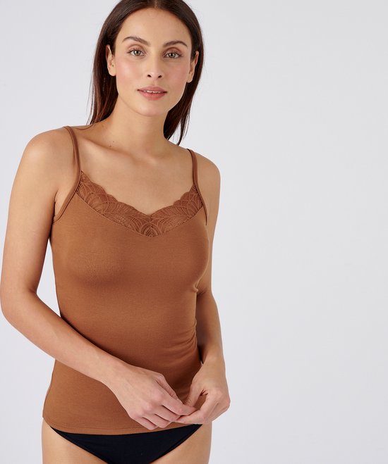 Damart - Camisole dentelle invisible Thermolactyl - Femme - Marron - 34-36 (XS)