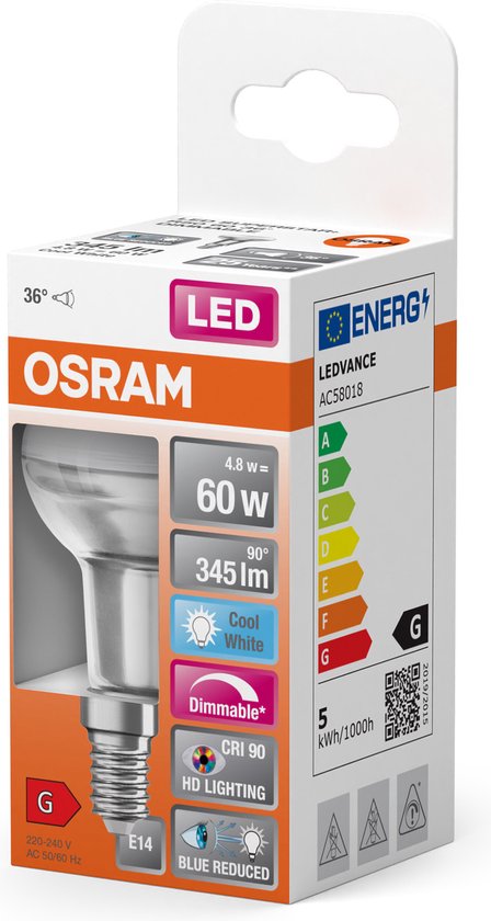 Osram E14 R50 LED Reflector | 4.8W 4000K 220V 940 | 36° Dimbaar