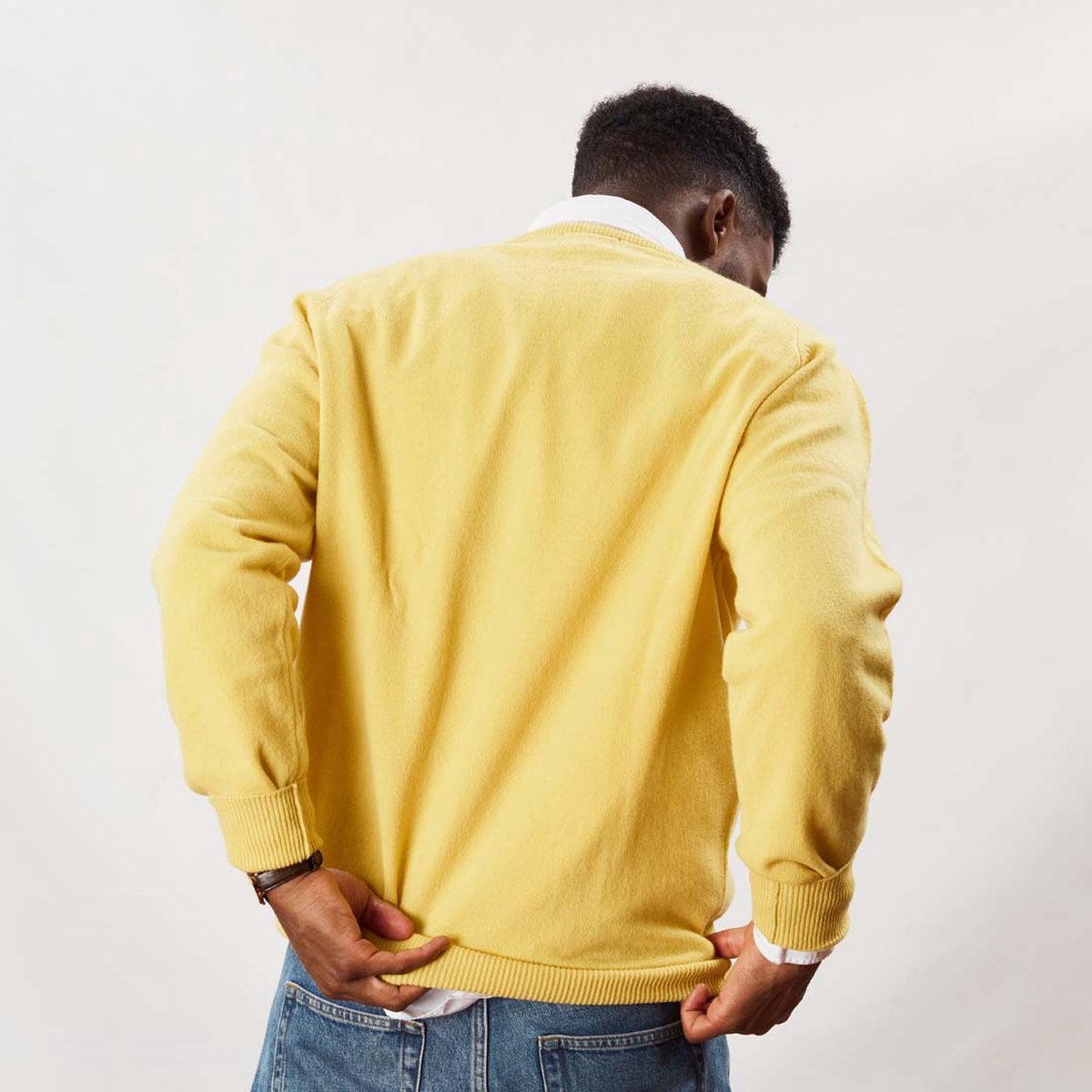 Osborne Knitwear Trui met V hals - Sweater heren in Lamswol - Pullover Heren - Daffodil - L