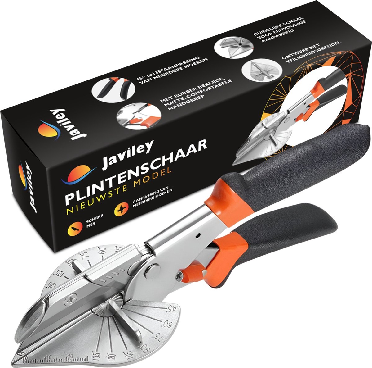 Javiley Professionele Plintenschaar Verstekschaar 45°-135° Laminaatknipper Inclusief 10 Messen & Handschoenen RVS Laminaat- & Vloergereedschap Nederlandse Handeiding