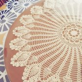 90 cm rond vintage beige fait à la main en dentelle au crochet kanten en coton nappe décoration de table de mariage décoration de fête à la maison (beige)