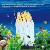 Aquariumdecoratie, kunstmatige siliconen zeeanemoonsimulatie zeeanemoon koraalornament Aquarium siliconenmateriaal lichtgevende decoraties voor zoetwater-zoutwateraquarium (oranje)