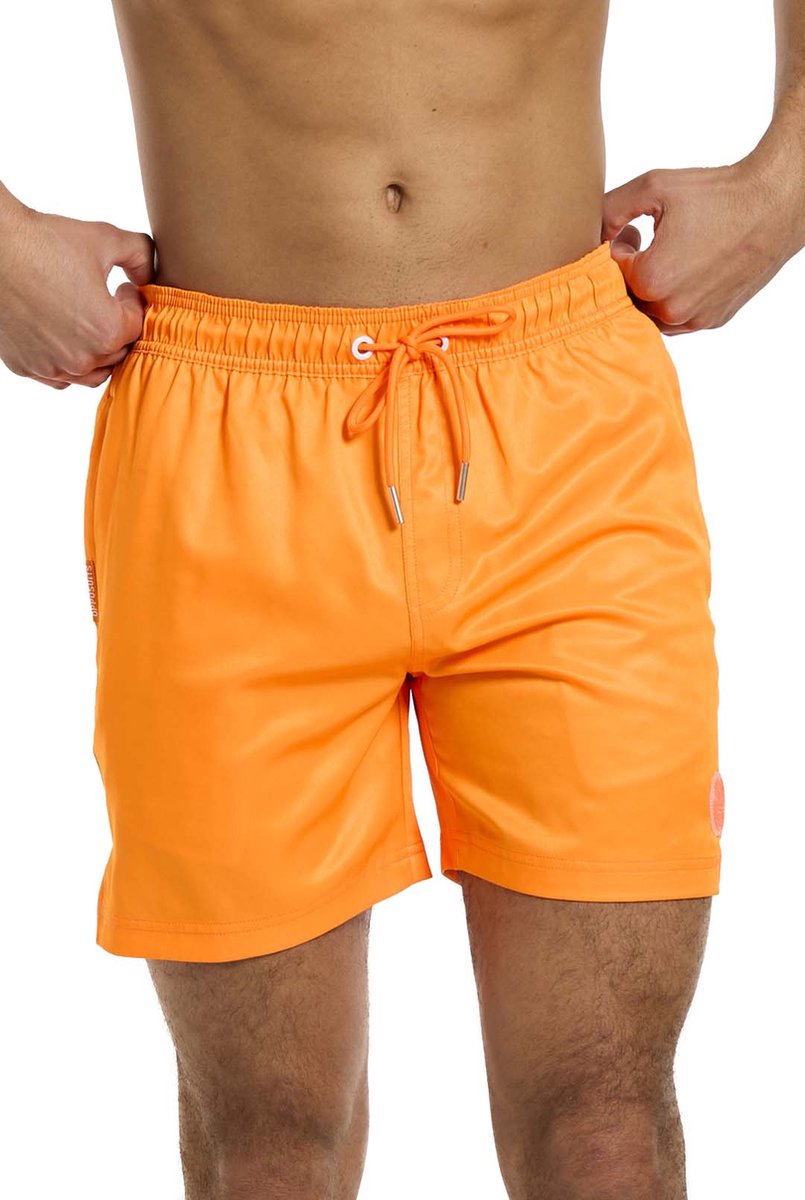 OppoSuits Neon Vivid Orange - Heren Zwembroek - Zomer Shorts Met Ritsen en Zakken- Neon Oranje