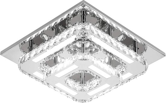 Goeco plafondlamp - 30cm - Medium - LED - 36W - 6500K - Koel Wit Licht - dubbellaags kristallen plafondlamp - voor woonkamer slaapkamer